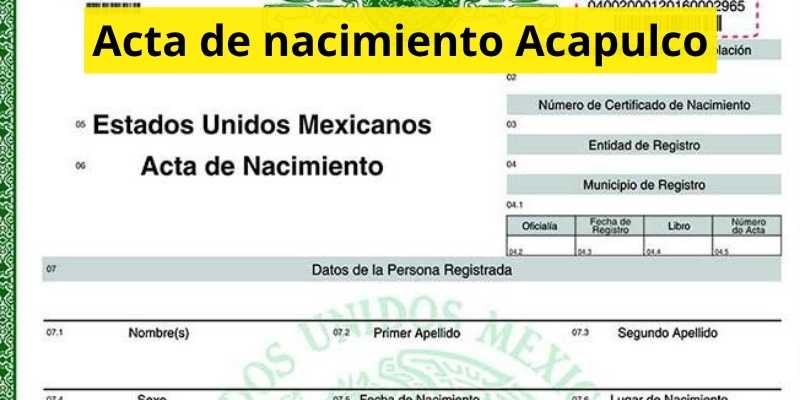 Acta de nacimiento Acapulco