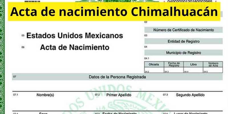Acta de nacimiento Chimalhuacán