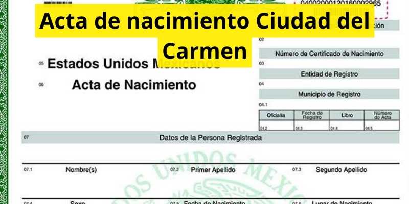 Acta de nacimiento Ciudad del Carmen