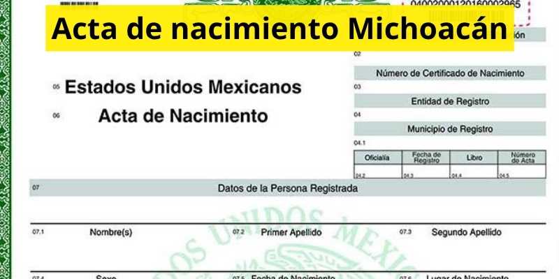 Acta de nacimiento Michoacán