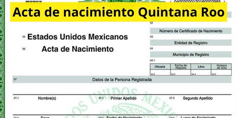 Acta de nacimiento Quintana Roo