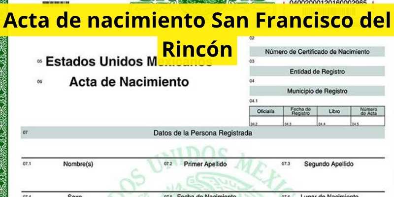 Acta de nacimiento San Francisco del Rincón