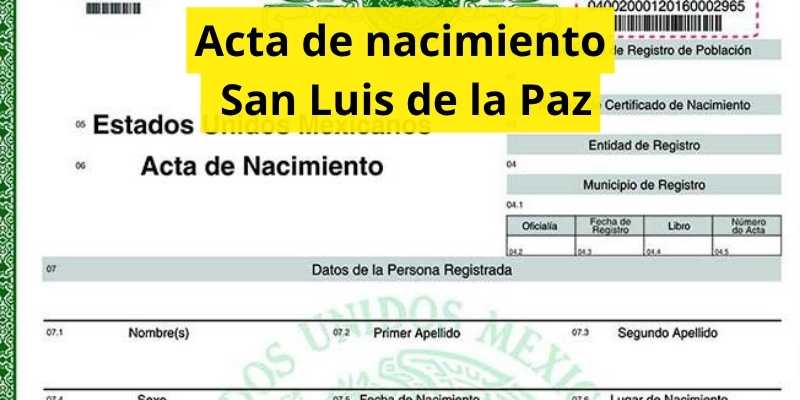 Acta de nacimiento San Luis de la Paz