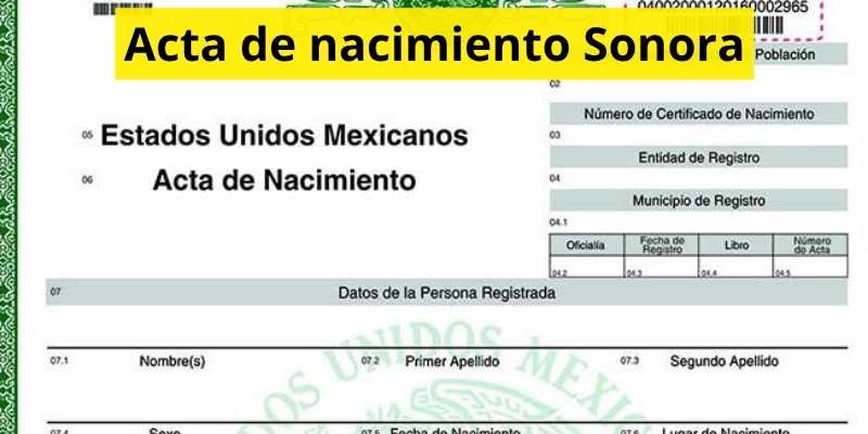 Acta de nacimiento Sonora