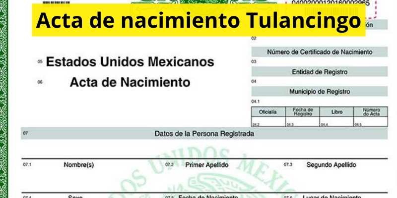 Acta de nacimiento Tulancingo