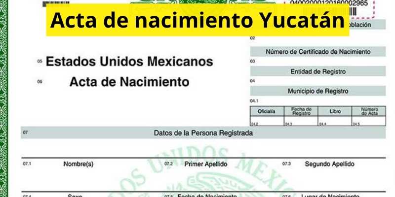 Acta de nacimiento Yucatán