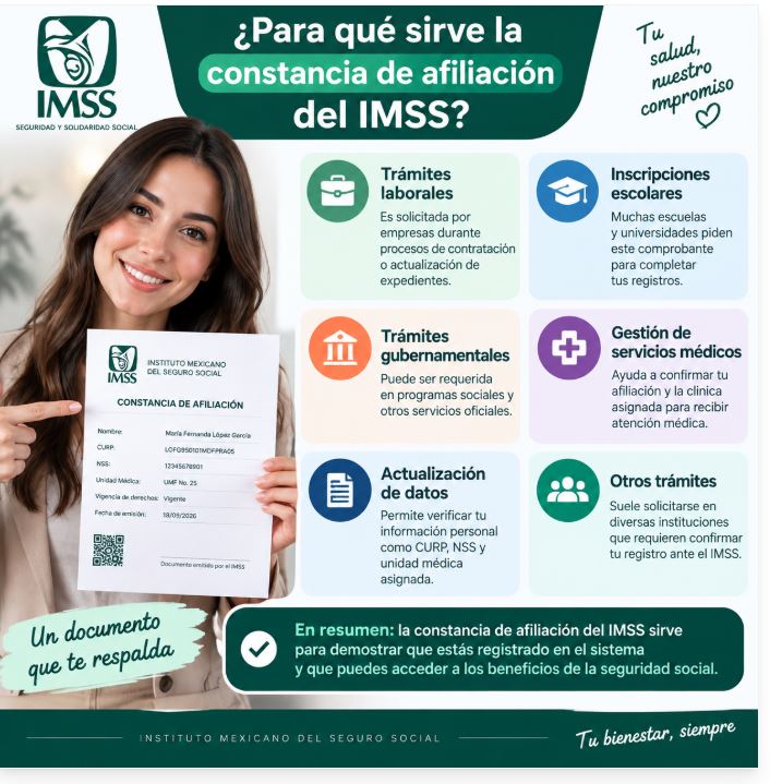 ¿Para qué sirve la constancia de afiliación del IMSS?