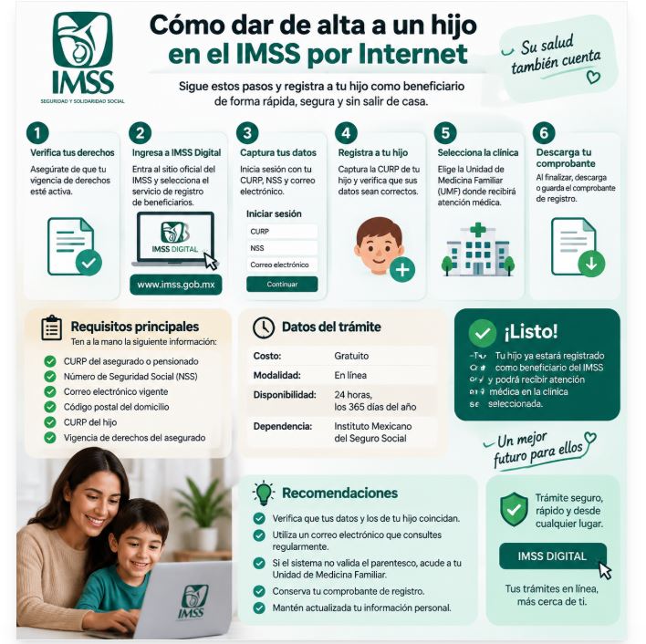 Cómo dar de alta a un hijo en el IMSS por Internet