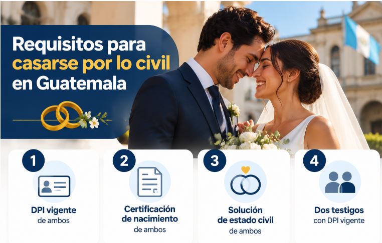 Requisitos para casarse por lo civil en Guatemala 2026