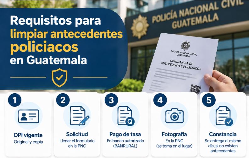 Requisitos para limpiar antecedentes policiacos en Guatemala 2026