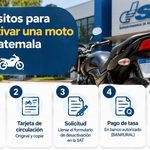 Requisitos para desactivar una moto en Guatemala 2026: documentos y trámite ante la SAT