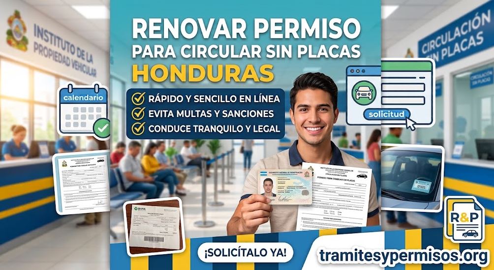 Renovar permiso para circular sin placas Honduras 2026