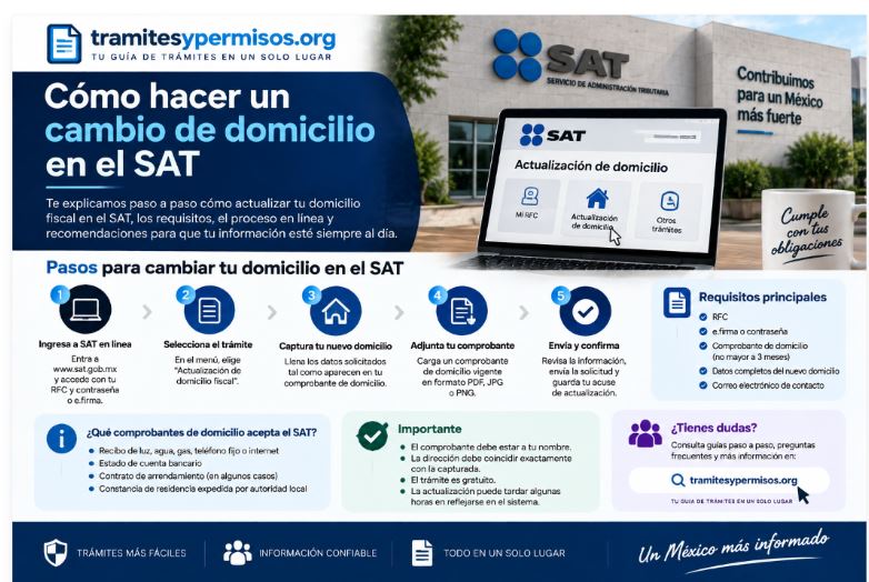 Cómo hacer un cambio de domicilio en el SAT 2026