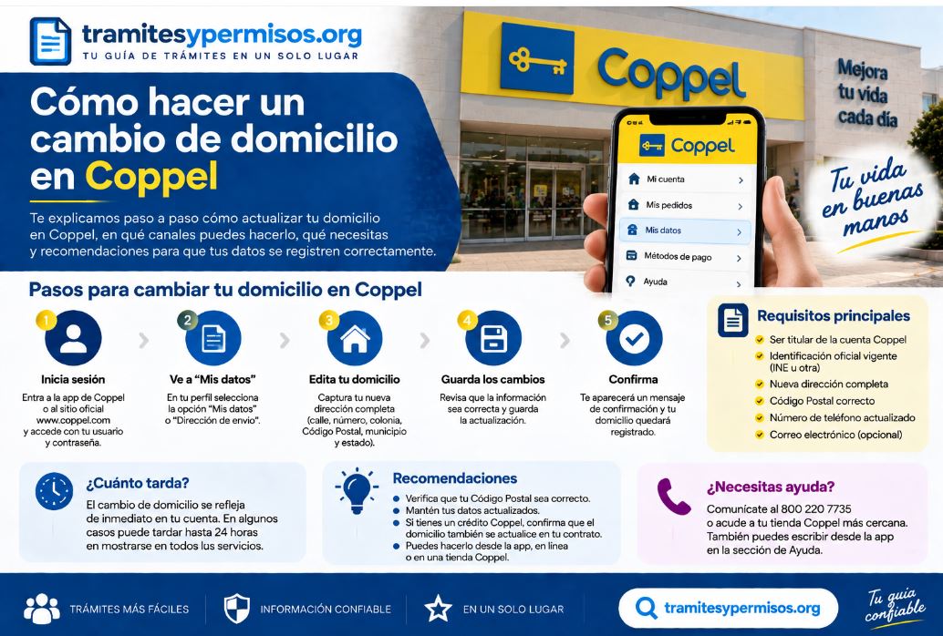 Cómo hacer cambio de domicilio en Coppel 2026