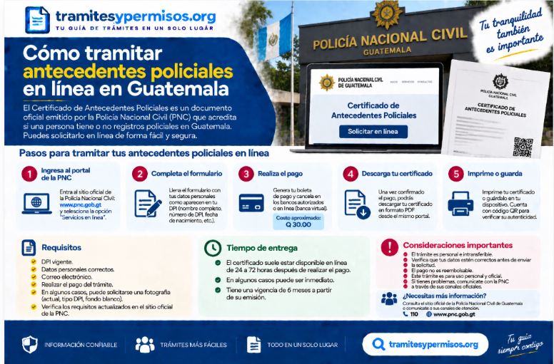 Cómo tramitar antecedentes policiales en línea en Guatemala 2026