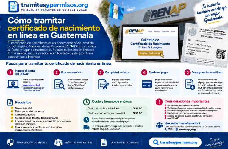 Cómo tramitar certificado de nacimiento en línea en Guatemala 2026