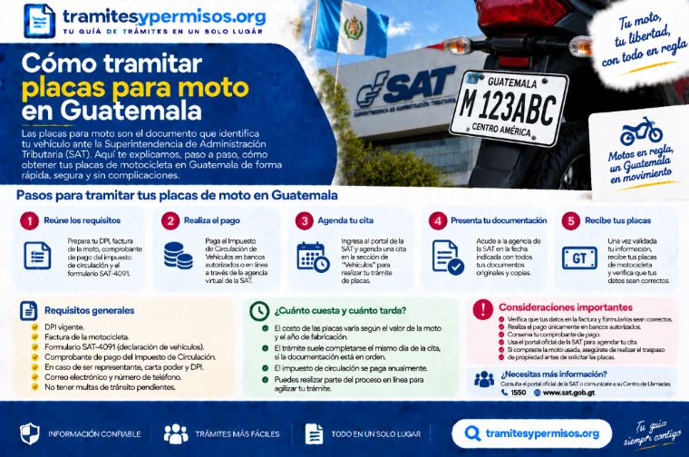 Cómo tramitar placas para moto en Guatemala 2026