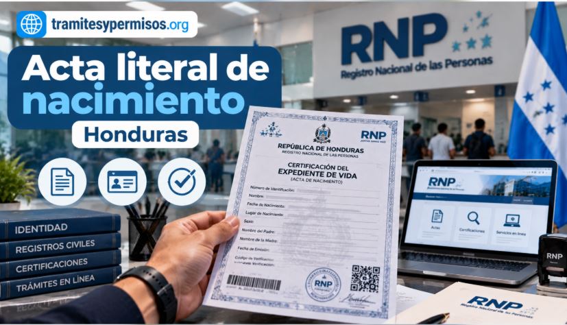 Acta de nacimiento literal en Honduras 2026